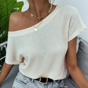 SHEIN waffle knit off the shoulder top